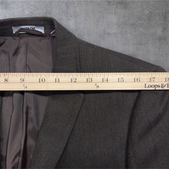 DKNY Mens Blazer Sport Coat Two Button Jacket 40R WOOL  Brown Herringbone Suits - Picture 8 of 16